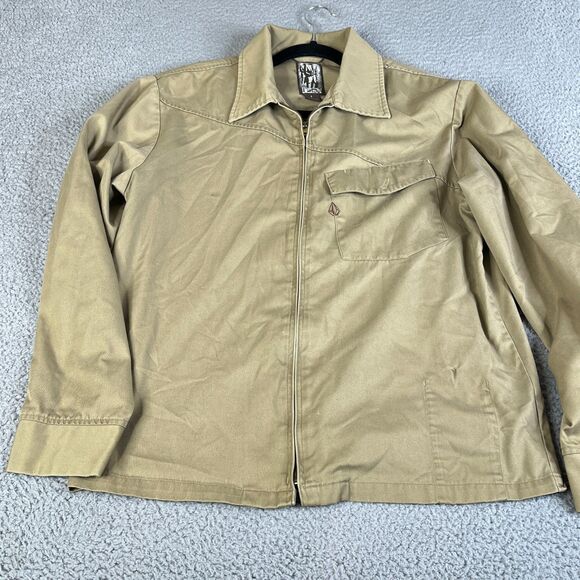 Volcom Stone Boardwear Jacket Mens Large Tan Khaki Streetwear Barn Garage Coat - Picture 1 of 12